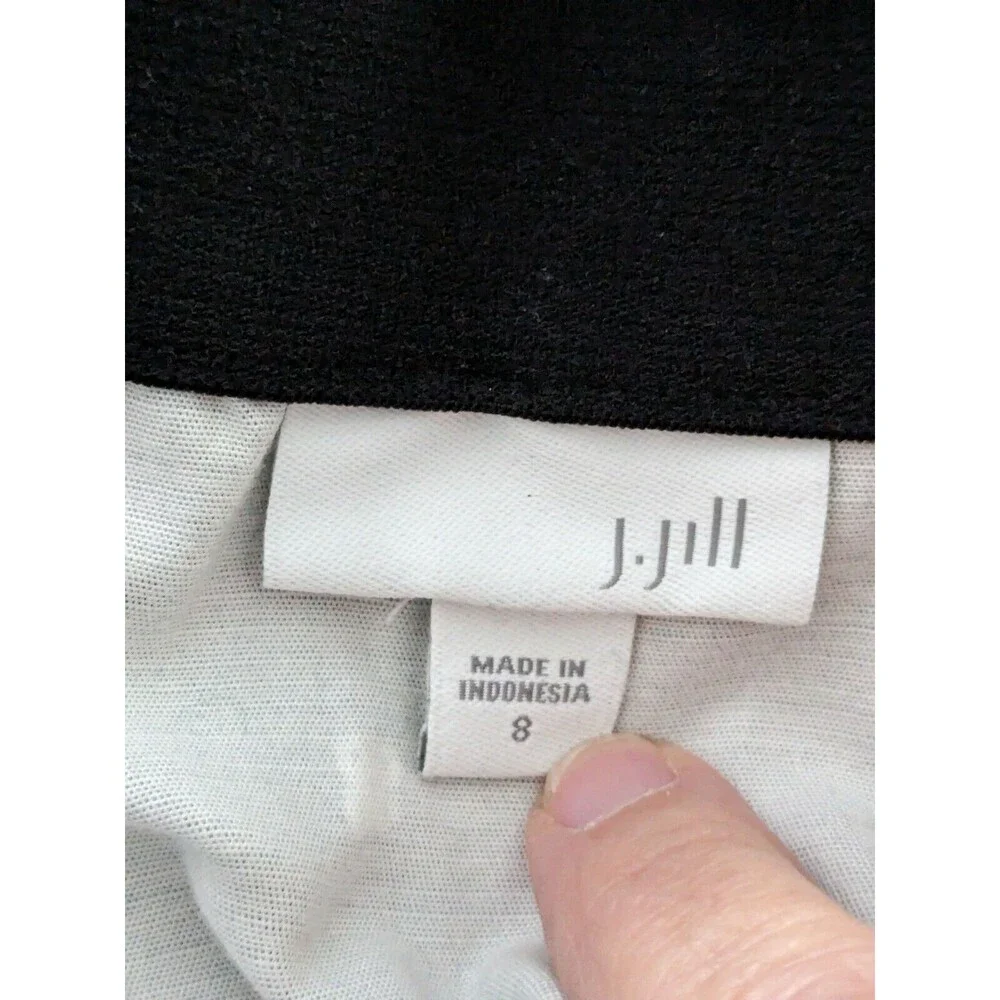 J Jill Skirt Womens sz 8 Black Floral Border Cotton Knit Stretch Boho Vacation